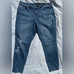 Women's Earl Jean, distressed, embroidered Jeans Size 18W